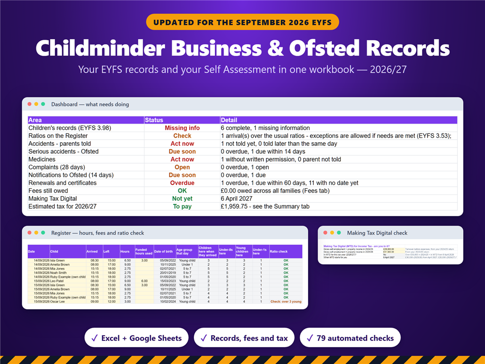Childminder Business and Ofsted Records workbook