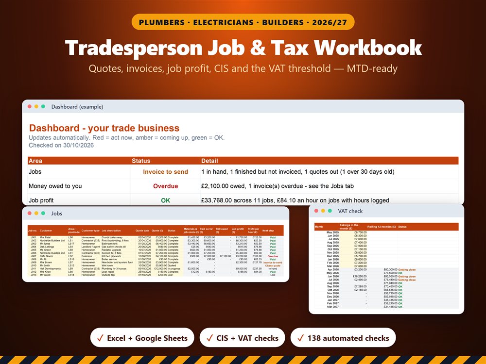 Tradesperson Job and Tax Workbook