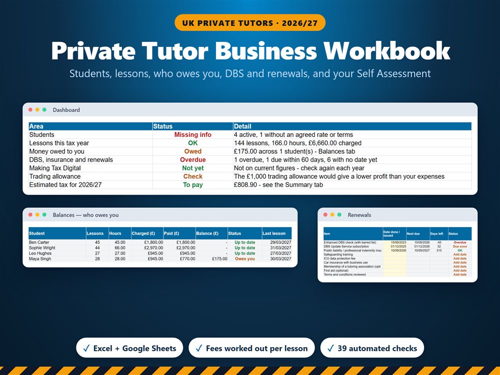 Private Tutor Business Workbook